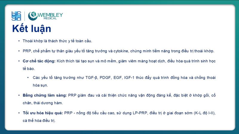 Bài báo cáo: Vai trò của PRP trong điều trị thoái hóa khớp