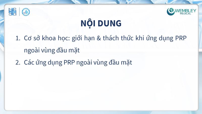 Bài báo cáo: Tối ưu hóa ứng dụng của PRP cho da ngoài vùng đầu - mặt